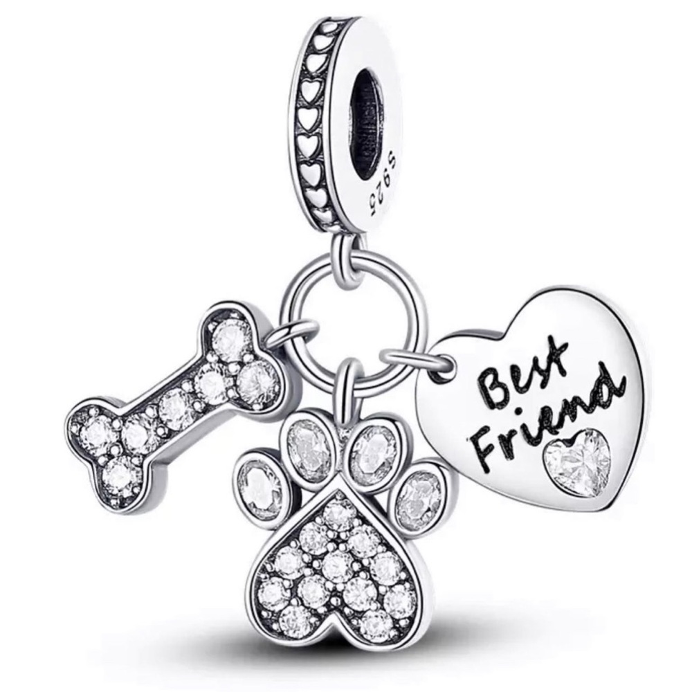 Genuine925 sterling silver best friend  dog beads for original Pandora bracelet